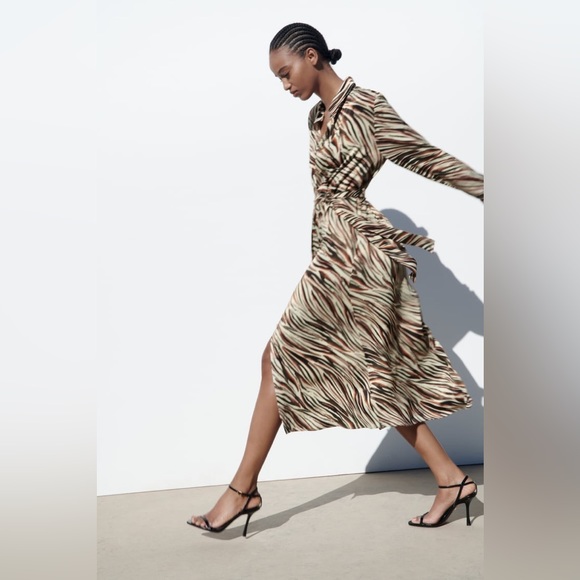 Zara Animal Print Shirt Dress Small - Picture 4 of 11